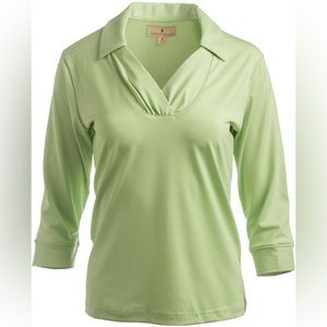 Sport Haley Green Ladies Shannon 3/4 Sleeve Polo Small NWT